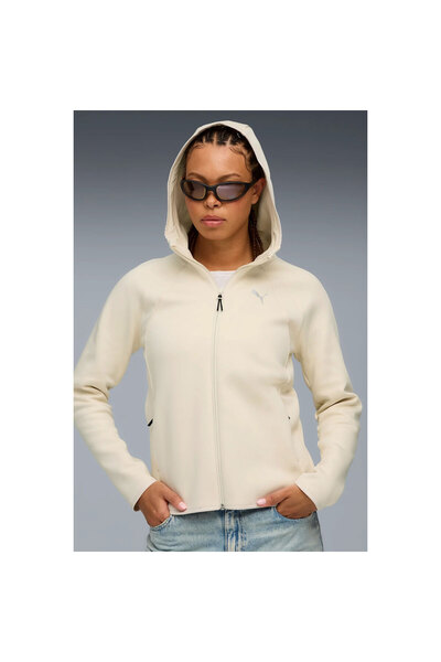 Puma EVOSTRIPE Full-Zip Hoodie Kadın Bej Sweatshirt 68814187