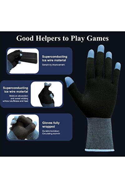 erorex Qqej Anti Sweat Breathable Touch Gaming Gloves Set Silver Fiber Material Mobile Game Controllers
