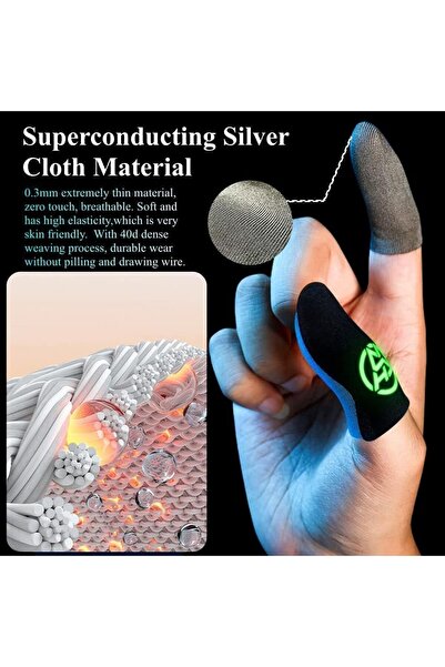 erorex Mobile Gaming Finger Sleeves 3 Pair Set Silver Fiber Touch Screen Gloves Phones Tablets，Anti Sweat