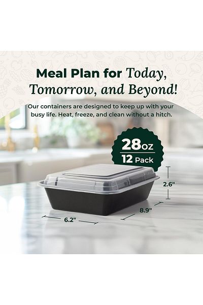 erorex Meal Prep Containers 12 Pack 1 Compartment Single Lids Food Storage Bento Bpa Free | Stackable |