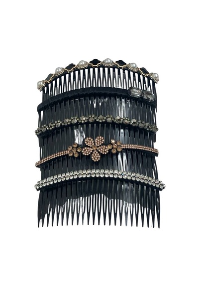ZAYA 5-Piece Elegant Black Latch Wire Hair Clip Set