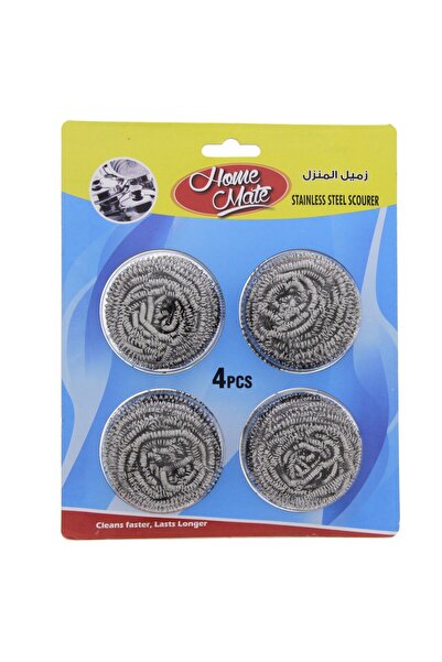 Homemate Home Mate Stainless Steel Scourer 4 Pcs – Heavy Duty 3" Cleaning Pads for Kitchen & Home