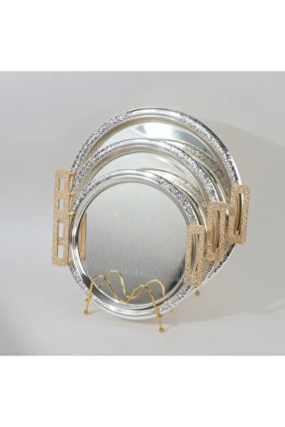 rexa طقم تاباسي أنيق من الفولاذ المقاوم للصدأ باللون الفضي بمقبض ذهبي، 3 قطع