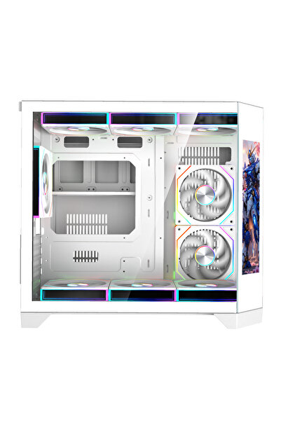 SPEARPC DOST 60 MINI(S) MICRO-ATX GAMING CASE WITH 9.2''SCREEN, 6ARGB FAN AND REMOTE CONTROL WHITE COLOR