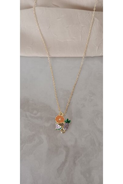 Shae Jewelry Gold Colored Fruit Figured Women's Necklace