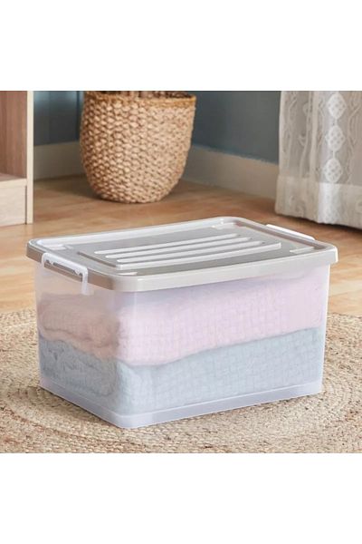 Home Box Juana Multipurpose Transparent Storage Box with Wheels and Lockable Lid - 32 L