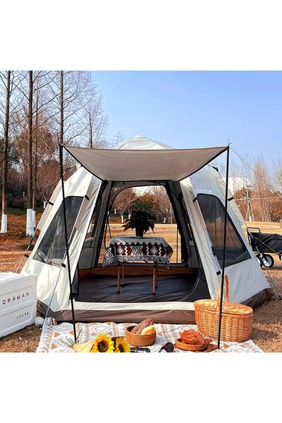 Generic خيمة تخييم عائلية آلية فورية الإعداد تتسع من 5 إلى 8 أشخاص.