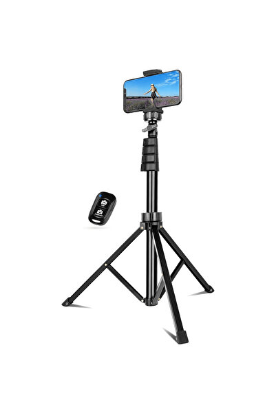 Elindor Trepied foto telescopic profesional, pentru telefon/aparat foto/GoPro, Bluetooth, stick selfie, negru
