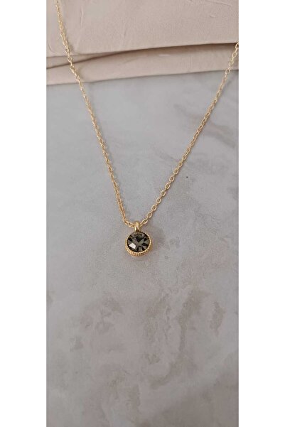 Shae Jewelry قلادة نسائية من الحجر الأسود باللون الذهبي