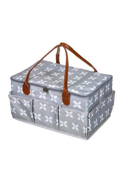 Arabest Baby Diaper Caddy Bag with Zipper Lid and Leather Handle