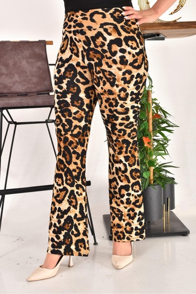 Serra Women's High Waist Gathering Flared Leg Pants Crepe Fabric
