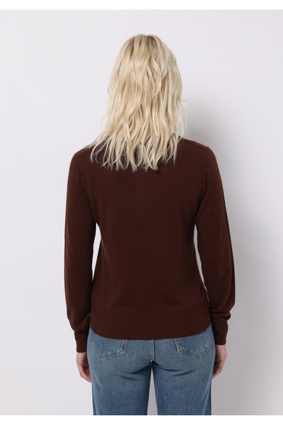Colin's Slim Fit Polo Neck Plain Women's Brown Sweater