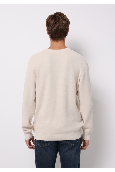Colin's Regular Fit Round Neck Jacquard Men's Ecru Sweater