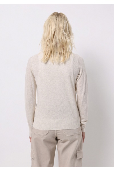 Colin's Slim Fit Polo Neck Plain Women's Ecru Sweater