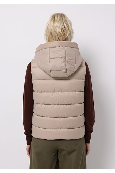 Colin's Regular Fit Hooded Zippered Lined Detachable Hooded Women's Beige Vest