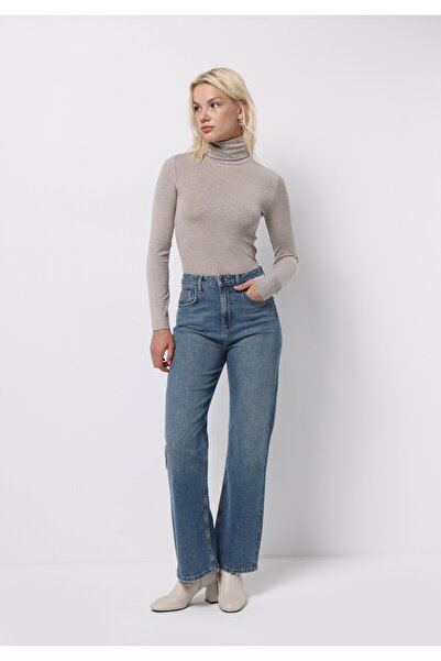 Colin's Slim Fit Μακρυμάνικο μπλουζάκι με ζιβάγκο για γυναίκες σε μπεζ χρώμα