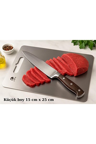 APM Paslanmaz Çelik Antibakteriyel Kesme Tahtası 304 kalite - Küçük Boy 15x25 cm