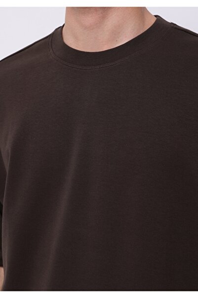 Colin's Ανδρικό κοντομάνικο μπλουζάκι με στρογγυλή λαιμόκοψη, μονόχρωμο καφέ