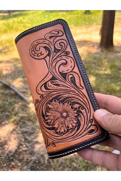 Pey Aksesuar Western Pattern Leather Wallet Custom Handmade