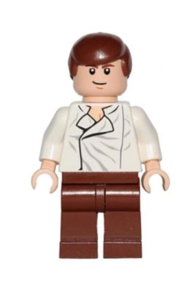 LEGO Minifigür Star Wars Han Solo White Shirt with Wrinkles on Front sw0278