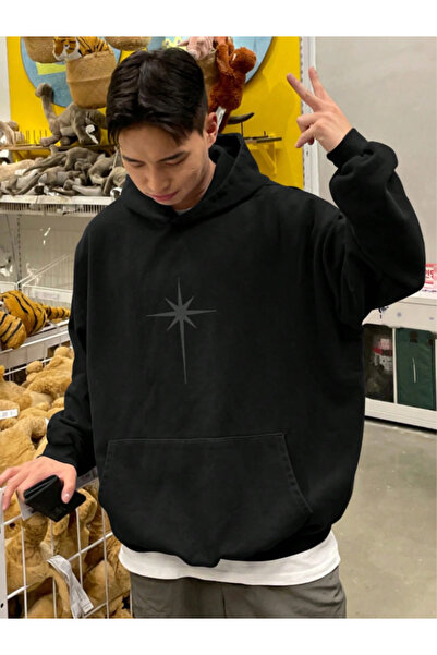 Revasser Unisex Erkek/Kadın STAR Renkli Özel Baskılı Pamuklu Oversize Kapüşon...