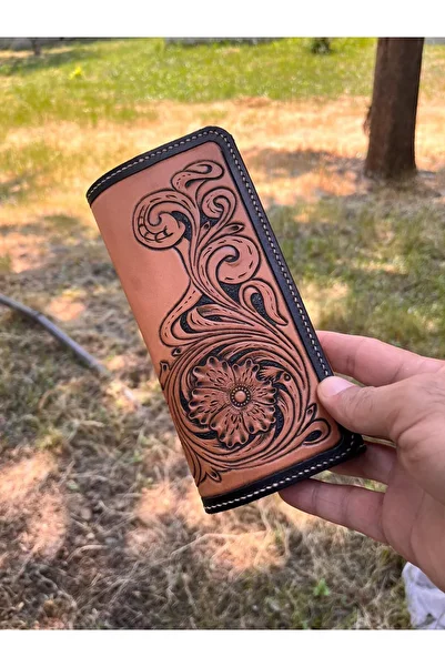 Pey Aksesuar Western Pattern Leather Wallet Custom Handmade