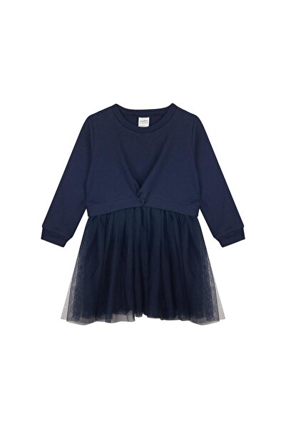 Antebies Navy Blue Tulle Sweatshirt Dress