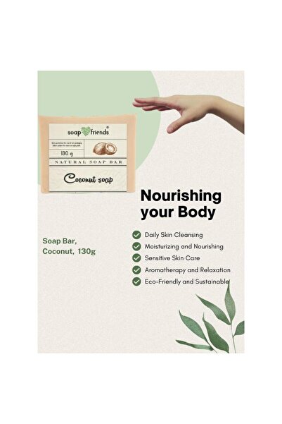 Soap&Friends Pure Coconut Soap Bar | 130g Coconut Soap helps Daily Cleanse for Soft and Moisturized Skin
