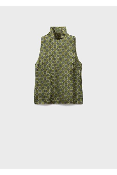 MANGO Woman Geometrik desenli saten bluz