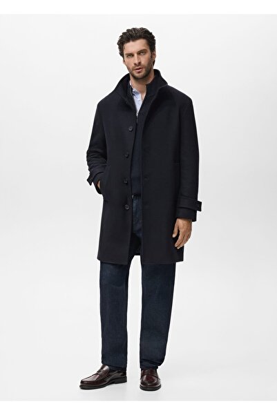 MANGO Man Dik yaka yün palto