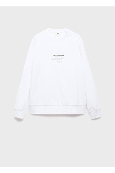 MANGO Man %100 pamuklu mesajlı sweatshirt