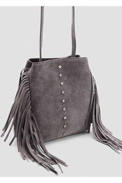 MANGO Kids Püsküllü deri bucket çanta