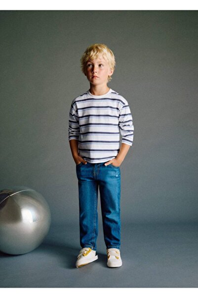 MANGO Baby Pamuklu çizgili tişört