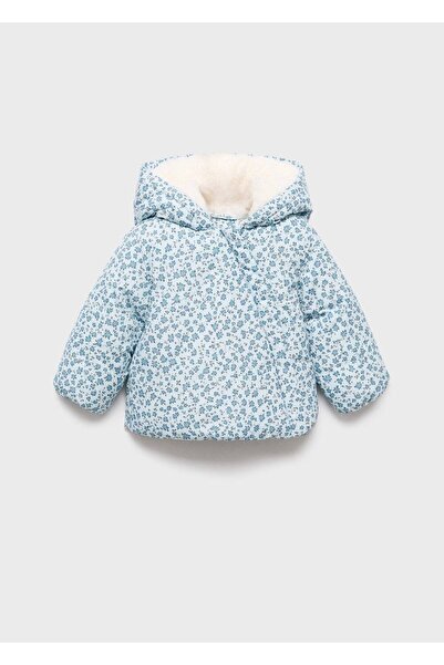 MANGO Baby Çiçek desenli tüylü anorak