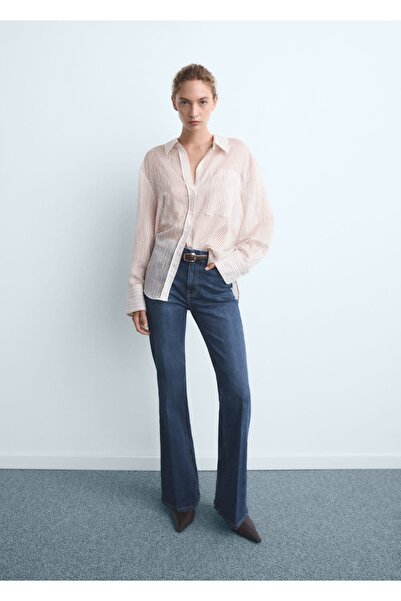 MANGO Woman Violeta yüksek bel flare jean pantolon
