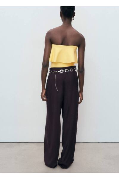 MANGO Woman Maksi volanlı straplez bluz