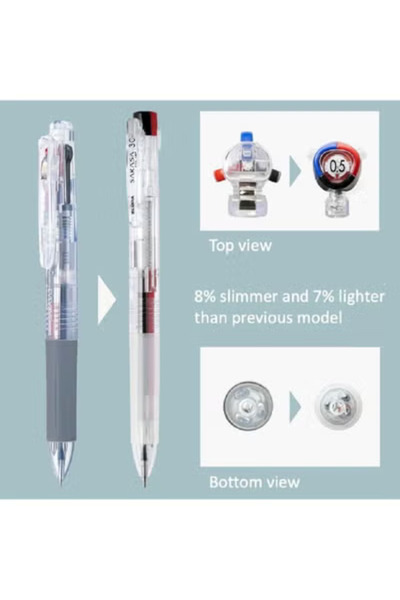 Zebra SARASA Clip 3 Color Ballpoint Pen Clear 0.5mm Black, Red, Blue. Box contains 10 pens.