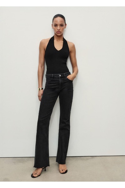 MANGO Woman Fiona orta belli flare jean pantolon