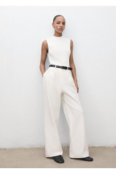 MANGO Woman Kombine kumaş kemerli tulum