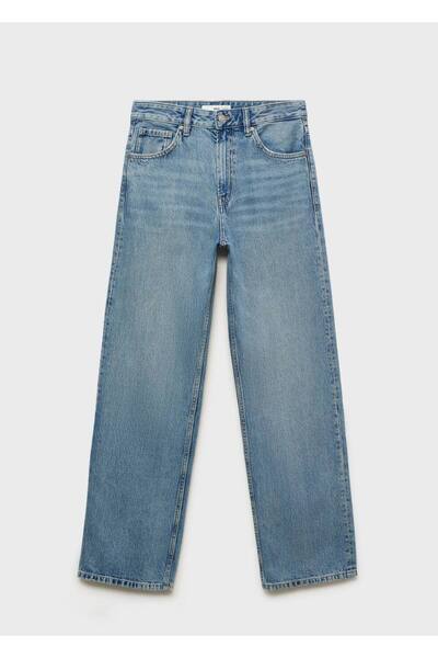 MANGO Woman Düz kesim orta bel Miami jean pantolon