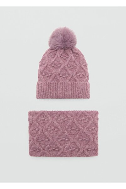 MANGO Baby Ponponlu dokulu şapka