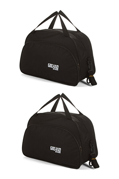 GreandBags Unisex 2 Li Siyah Kabin Boy Seyahat Çantası El Ve Omuz Çantası Spor Çantası
