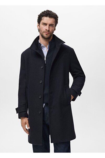 MANGO Man Dik yaka yün palto