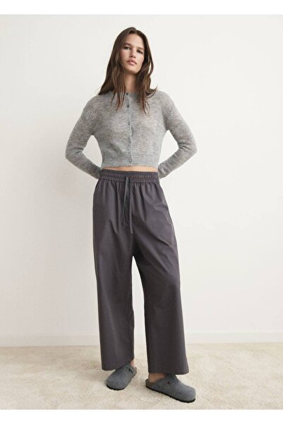 MANGO Woman Pamuklu cepli crop pantolon