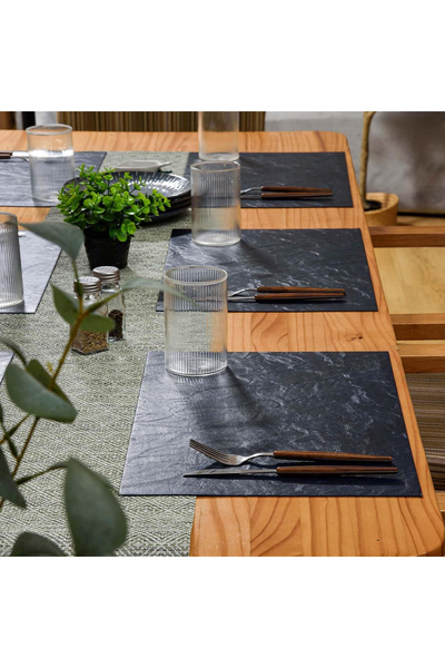 OEM Suport farfurii pentru servirea mesei 46x33 cm, albastru deschis, set de 6 piese, - piele