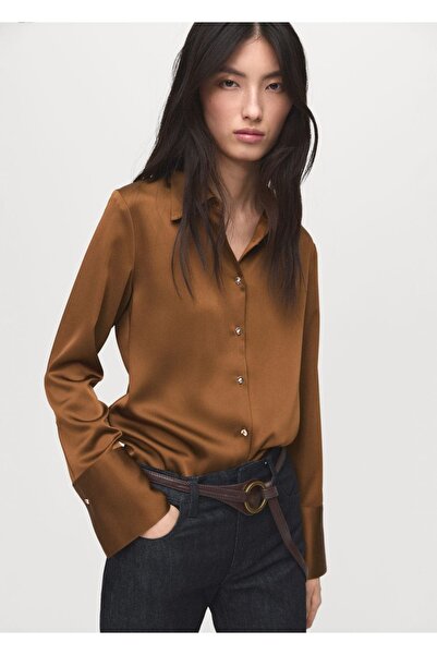 MANGO Woman Saten dökümlü gömlek