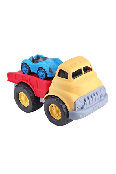 lets be child Camion-platforma cu masina, 19x30, galben/rosu, LC