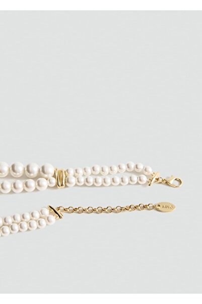 MANGO Woman Kristal ve inci kombinli choker kolye