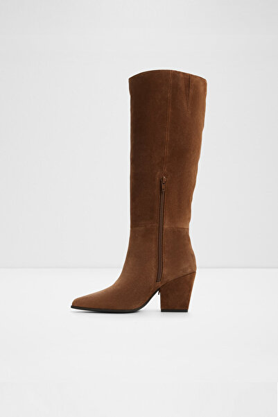 Aldo Kaelya - Women's Brown Genuine Suede Block Heeled Zippered Boots