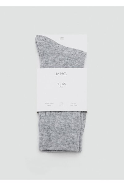 MANGO Woman Yün karışımlı fitilli çoraplar